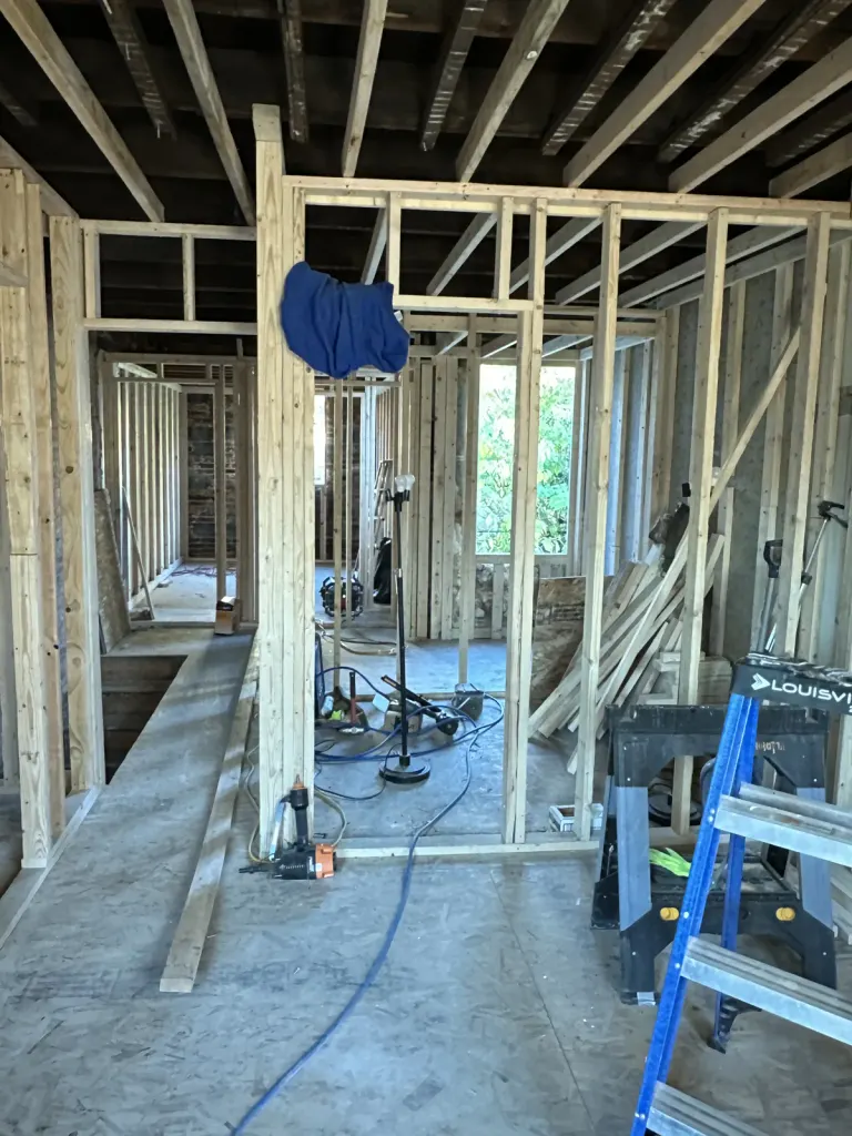 New interior wall framing at Gerritt Street.