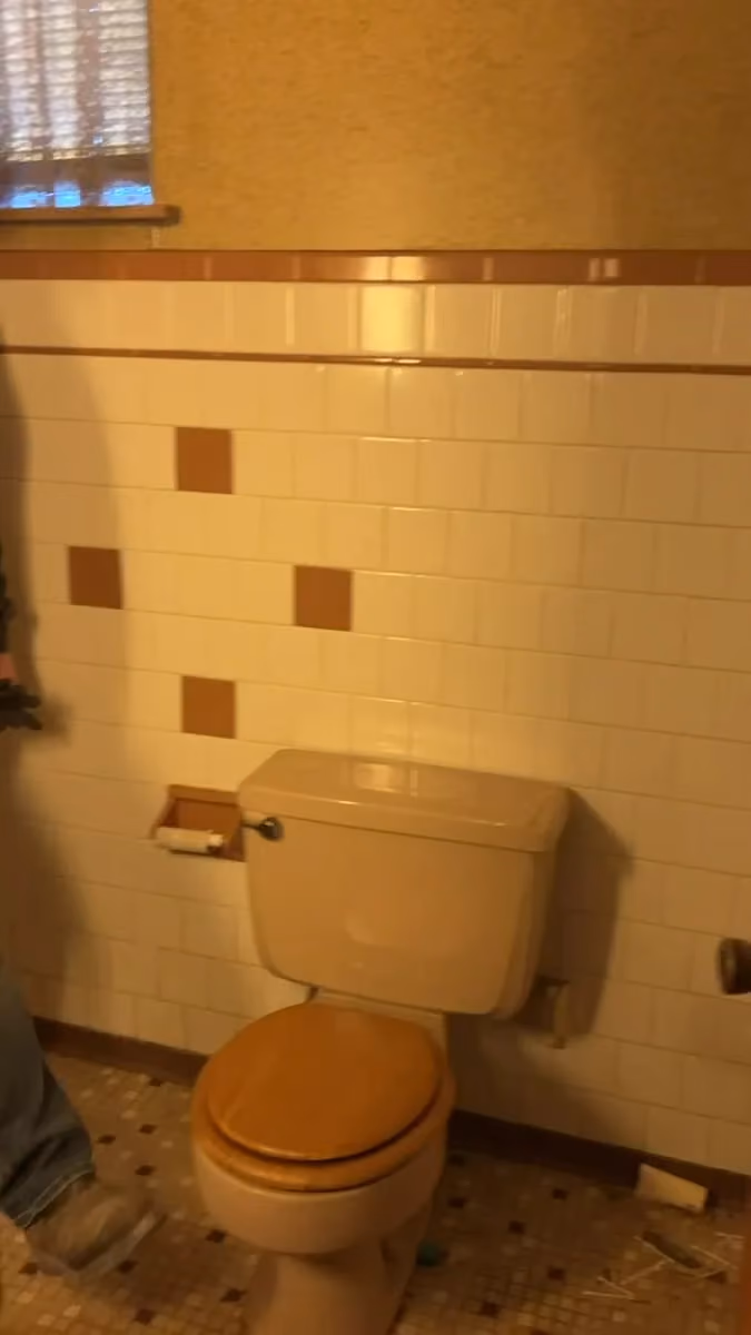 The original upstairs bathroom, before the layout was reconfigured.