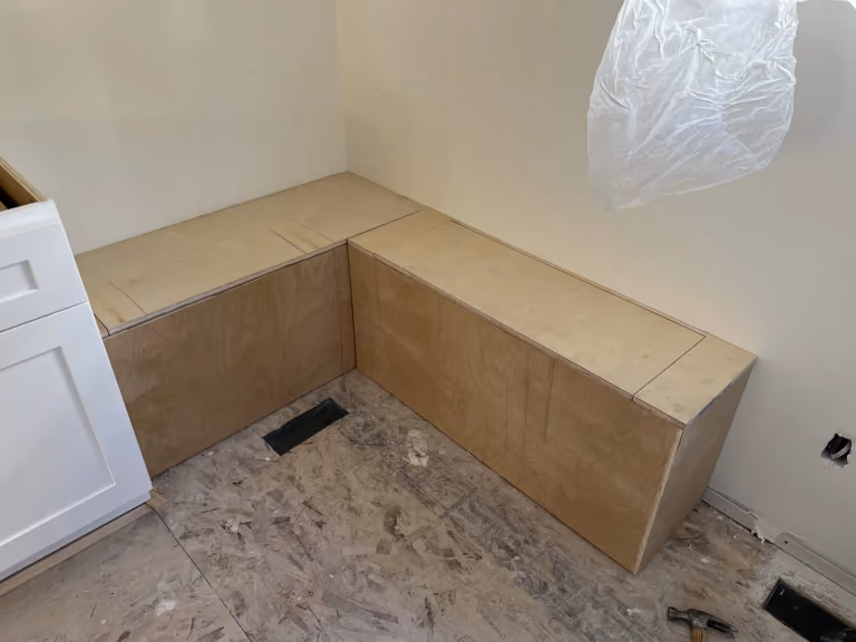 The breakfast-nook bench taking shape.