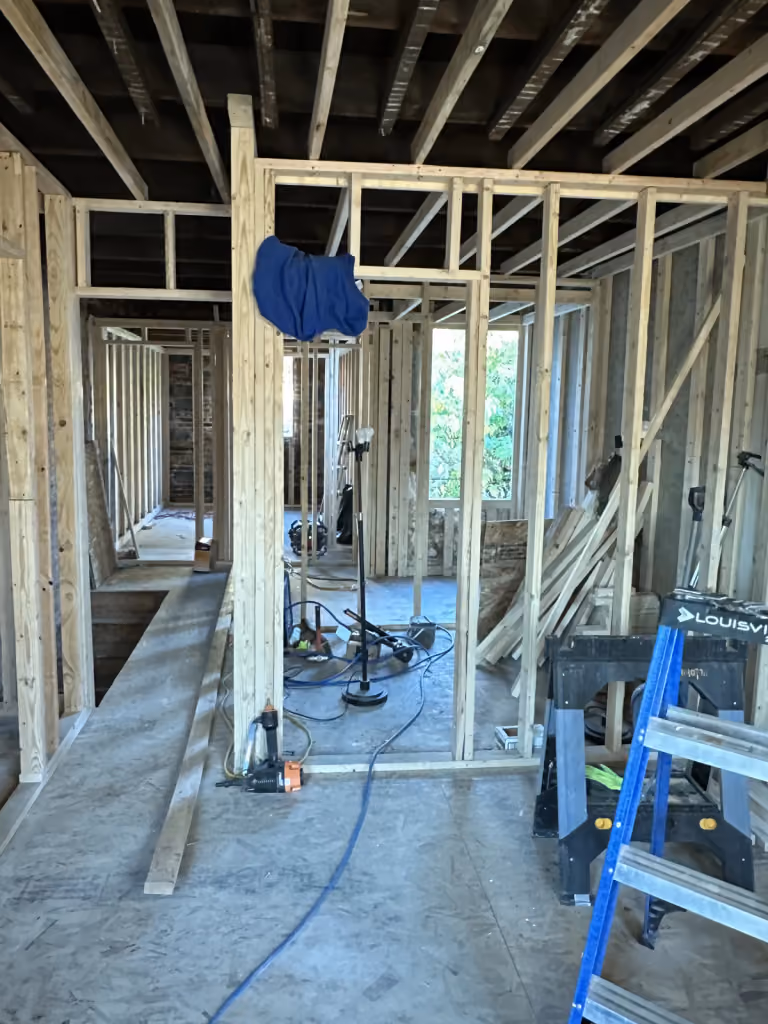 New interior wall framing at Gerritt Street.