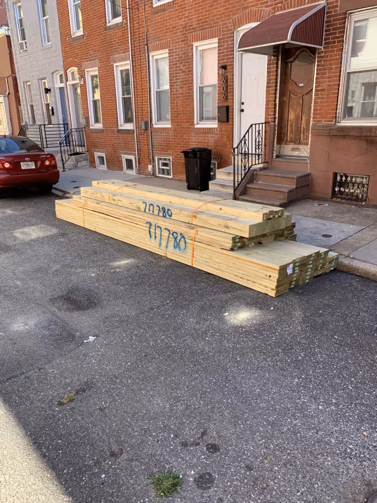 Timber delivery ahead of deck construction.