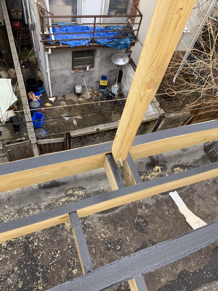 Building the deck and access steps.